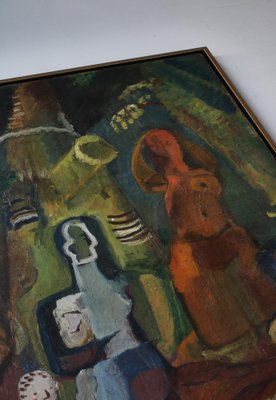 Ebba Carstensen, Cubist Painting with Figure Composition, Denmark, Oil on Canvas-WRF-1342646