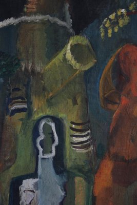 Ebba Carstensen, Cubist Painting with Figure Composition, Denmark, Oil on Canvas-WRF-1342646