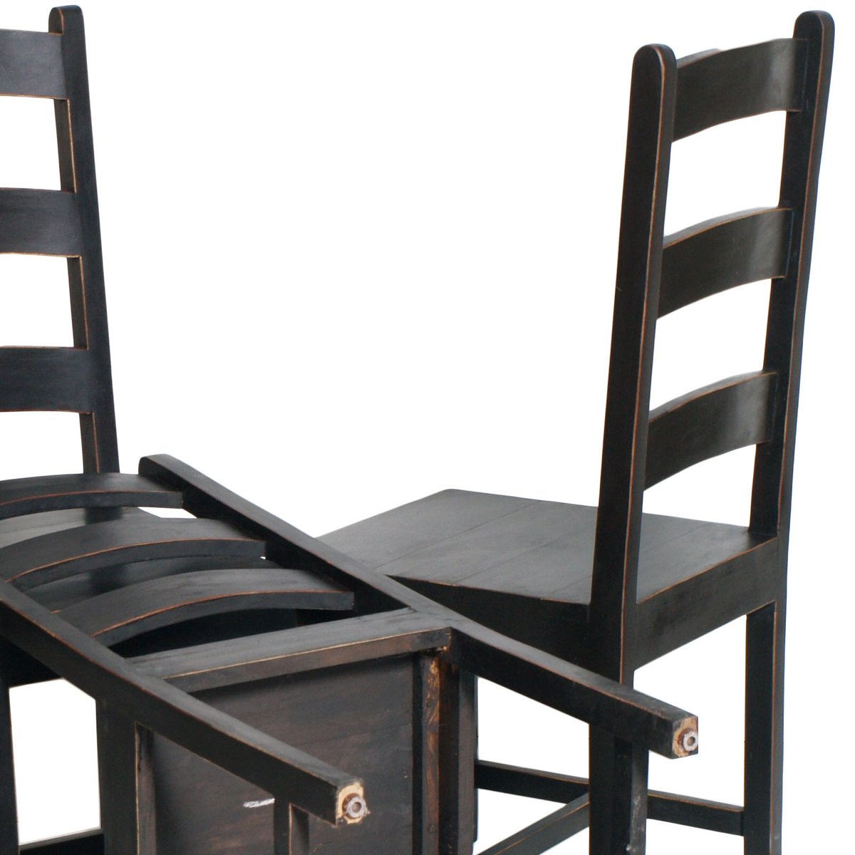 Ebonized Solid Oak Art Deco Dining Chairs, 1930s, Set of 4