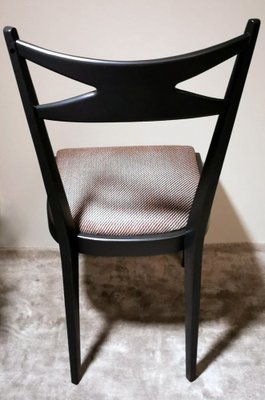 Ebonized Wood and Velvet Chairs in the style of Ico Parisi Style, Set of 6-QRS-1284091