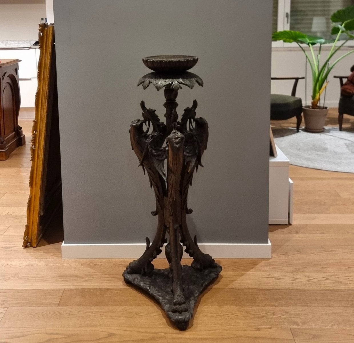 Ebonized Wood Side Table with Dragons, 1870