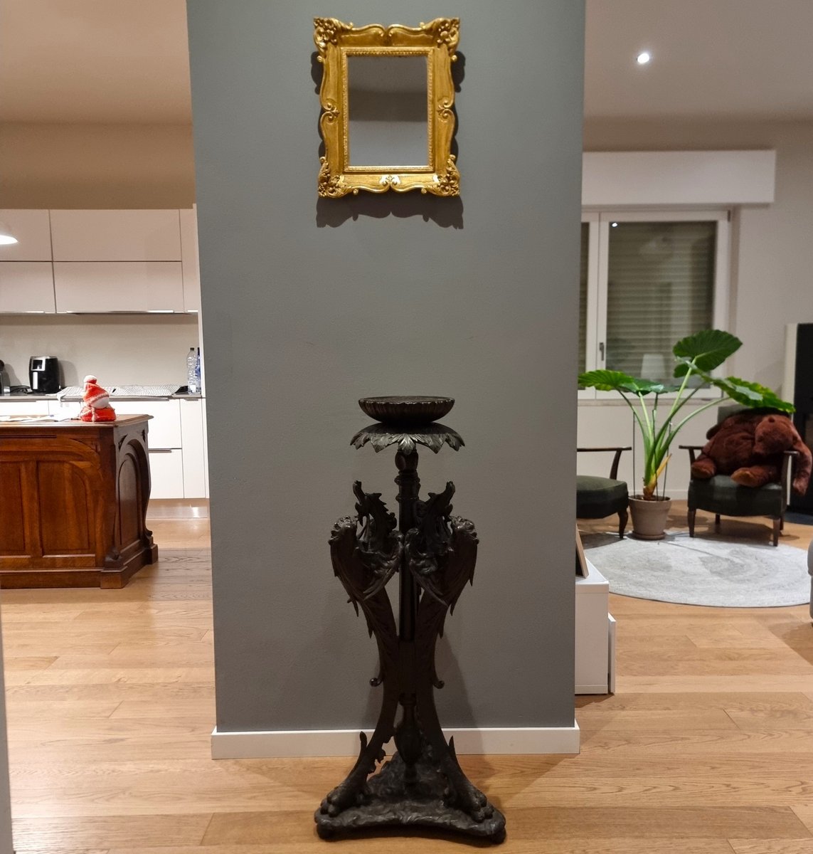 Ebonized Wood Side Table with Dragons, 1870