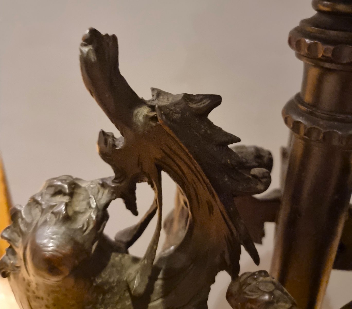 Ebonized Wood Side Table with Dragons, 1870