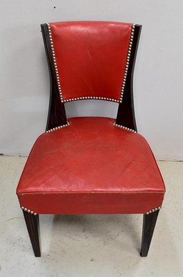 Ebony Macassar and Red Leather Dining Chairs, 1930s, Set of 2-RVK-696901