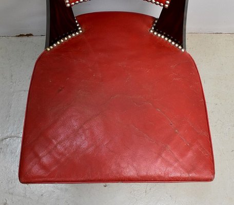 Ebony Macassar and Red Leather Dining Chairs, 1930s, Set of 2-RVK-696901