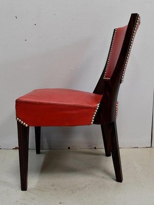 Ebony Macassar and Red Leather Dining Chairs, 1930s, Set of 2-RVK-696901