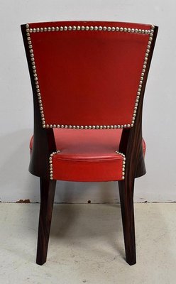 Ebony Macassar and Red Leather Dining Chairs, 1930s, Set of 2-RVK-696901