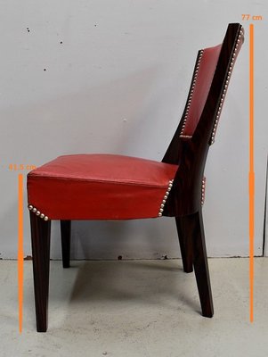 Ebony Macassar and Red Leather Dining Chairs, 1930s, Set of 2-RVK-696901