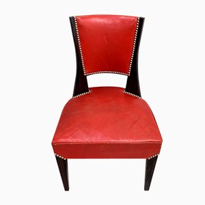 Ebony Macassar and Red Leather Dining Chairs, 1930s, Set of 2-RVK-696901