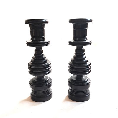 Ebony Turned Wood Candlesticks, Set of 2-NUX-1259710