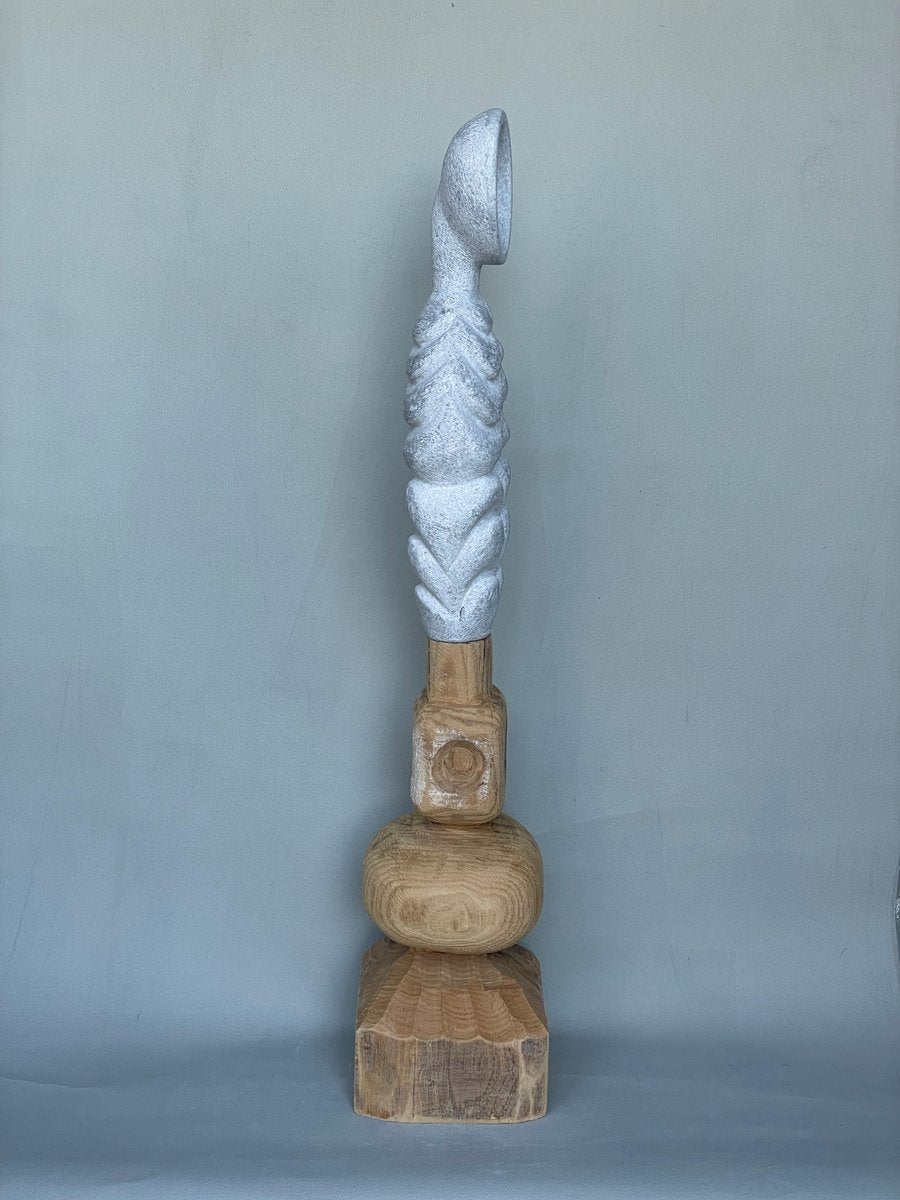 Echo on Wood Hand Carved Marble Sculpture by Tom Von Kaenel