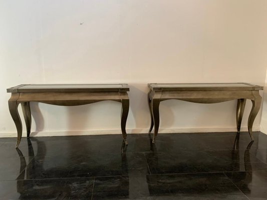 Eclectic Consoles Tables in Bronze, 1980s, Set of 2-IJR-1768560