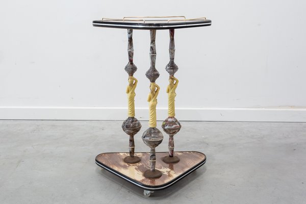 Eclectic Plastic Cart Table Imitating Marble, 1980s-UJE-1167533