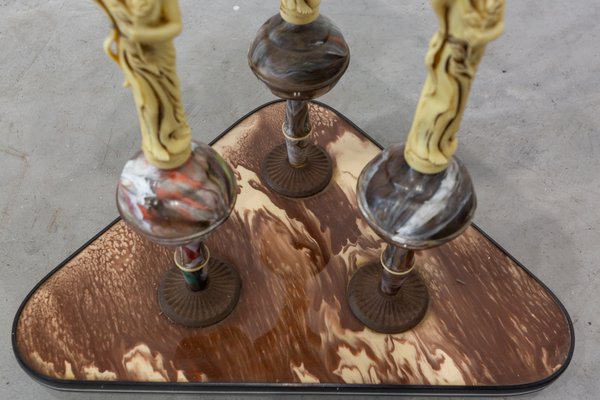 Eclectic Plastic Cart Table Imitating Marble, 1980s-UJE-1167533