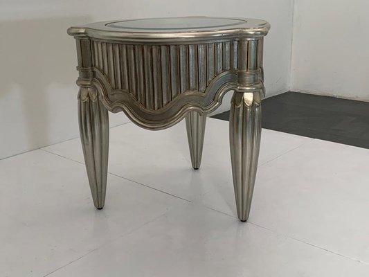 Eclectic Table Covered with Silver Top Glass, 1990s-IJR-1438648