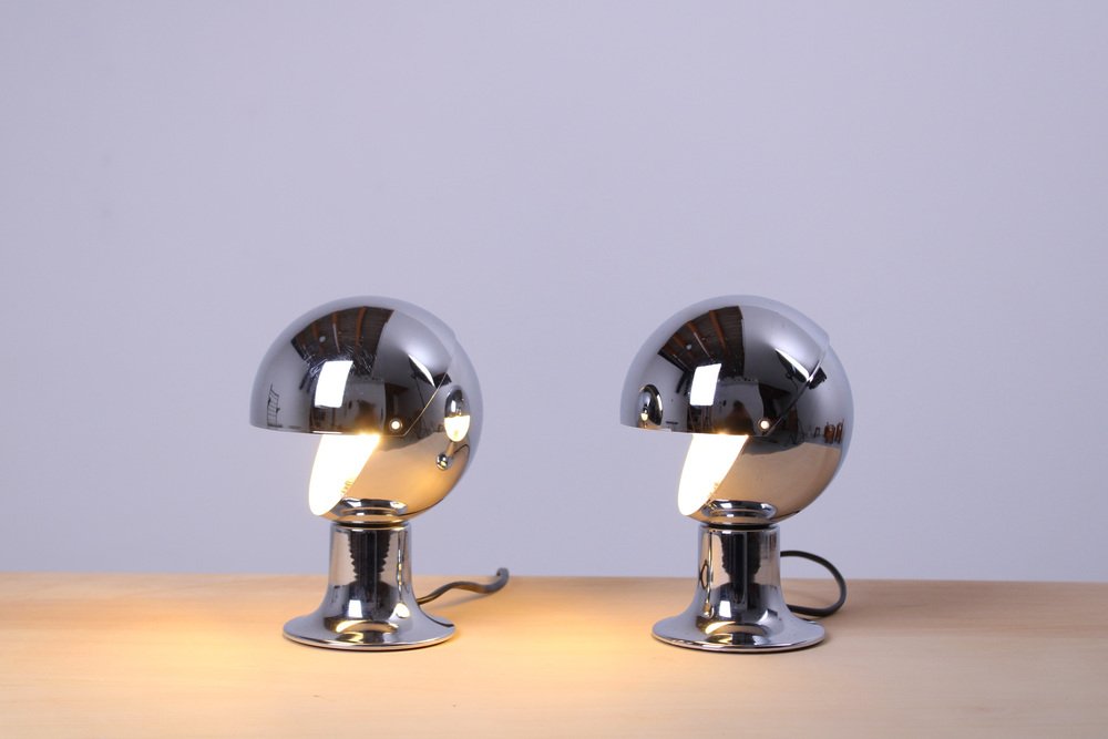 Eclisse Eyeball Kugel Globe Table Lamps attributed to Hillebrand, 1970s, Set of 2