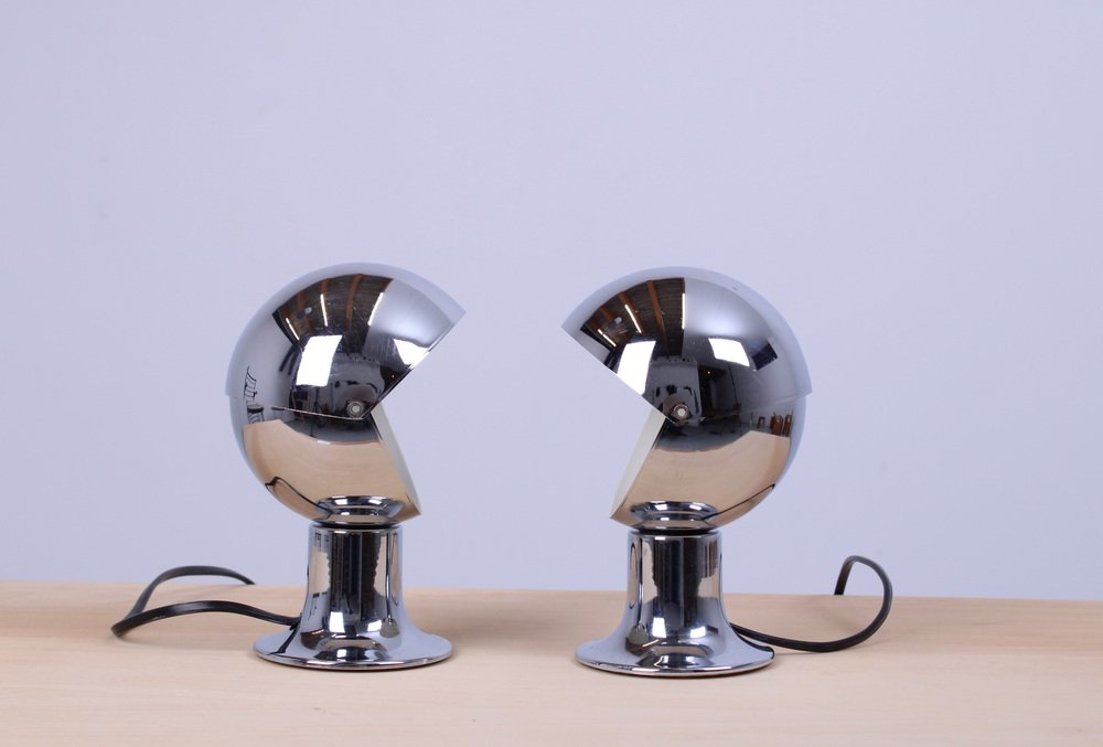 Eclisse Eyeball Kugel Globe Table Lamps attributed to Hillebrand, 1970s, Set of 2