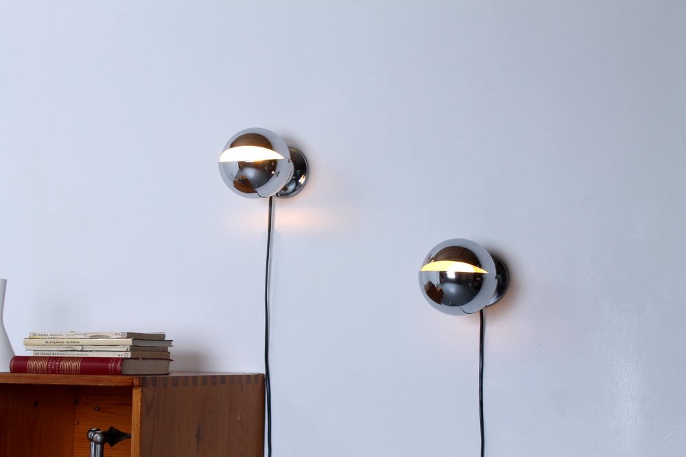 Eclisse Eyeball Kugel Globe Table Lamps attributed to Hillebrand, 1970s, Set of 2