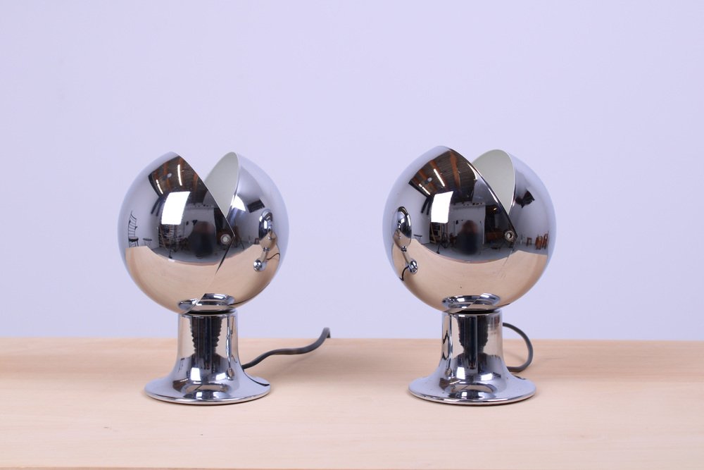 Eclisse Eyeball Kugel Globe Table Lamps attributed to Hillebrand, 1970s, Set of 2