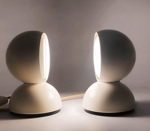 Eclisse Table Lamps attributed to Vico Magistretti for Artemide, Italy, 1960s, Set of 2