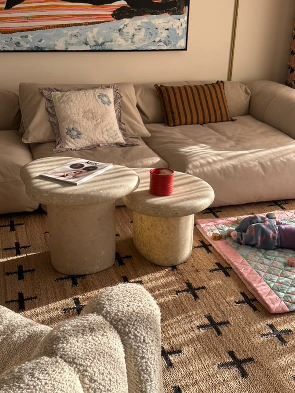 Marine coffee table, 40 cm, faded white