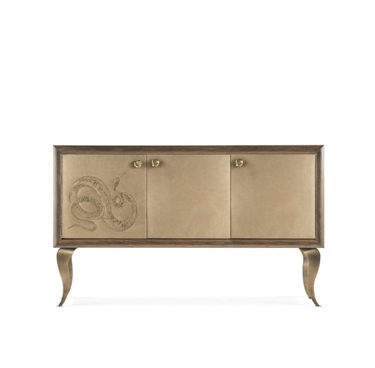 Eden Three Doors Credenza with Two Leather Doors & Embroidery by Giorgio Guys for VGnewtrend