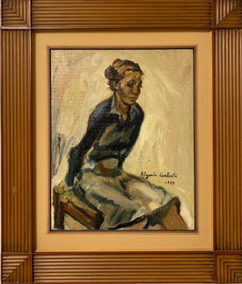 Edgardo Corbelli, Model Sitting, 1977, Oil Painting, Framed-QUE-1141157