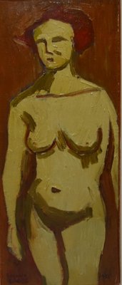 Edgardo Corbelli, Orange Nude Oil Painting, 1952-QUE-943960