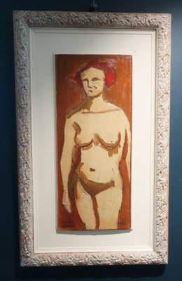 Edgardo Corbelli, Orange Nude Oil Painting, 1952-QUE-943960