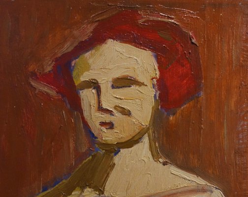 Edgardo Corbelli, Orange Nude Oil Painting, 1952-QUE-943960