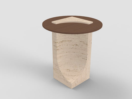 Edge Side Table in Travertino Marble and Smoked Oak by Ferriano Sbolgi for Collector Studio