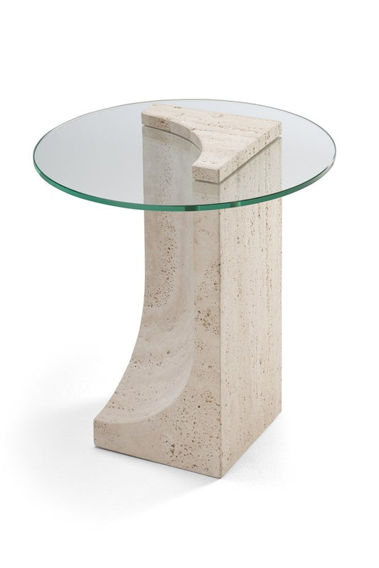 Edge Side Table with Travertino Marble Made in Portugal by Ferriano Sbolgi for Collector Studio