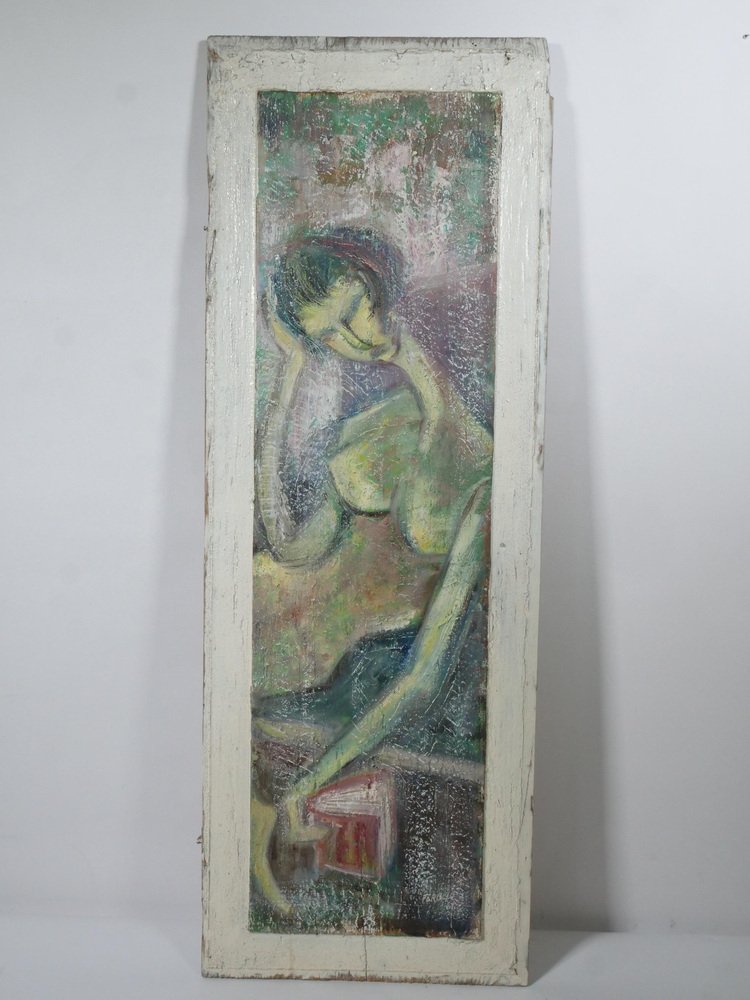 Edith Ferullo, Female Nude, 1961, Oil on Wood, Framed