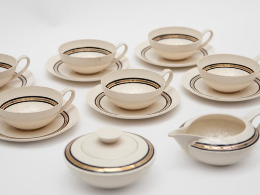 Edmond Bellefroid Tea Set attributed to Petrus Regout Maastricht, Bauhaus, Dutch Art Deco, 1924, Set of 25-KL-1769270