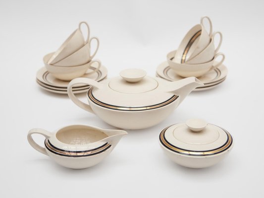 Edmond Bellefroid Tea Set attributed to Petrus Regout Maastricht, Bauhaus, Dutch Art Deco, 1924, Set of 25-KL-1769270