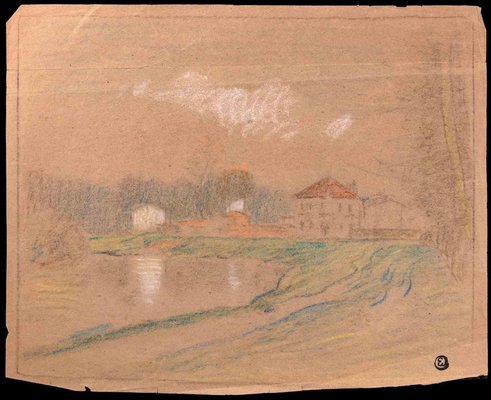 Edmond Cuisinier, Landscape, Original Drawing, Early 20th-Century-ZCI-1362651