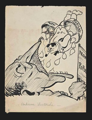 Edmond Tapissier, Election, Original Drawing, Early 20th-Century-ZCI-1262078