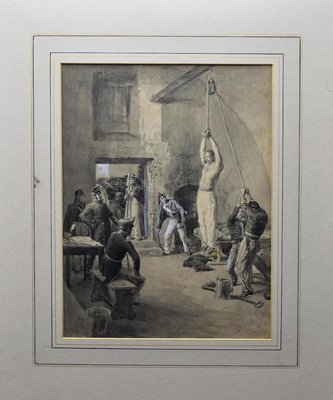 Edoardo Matania, Garibaldi Tortured in South America, Ink and Tempera, 20th Century-ZCI-874792