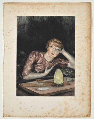 Édouard Chimot, Portrait of Woman, Lithograph, Early 20th Century-ZCI-1762289