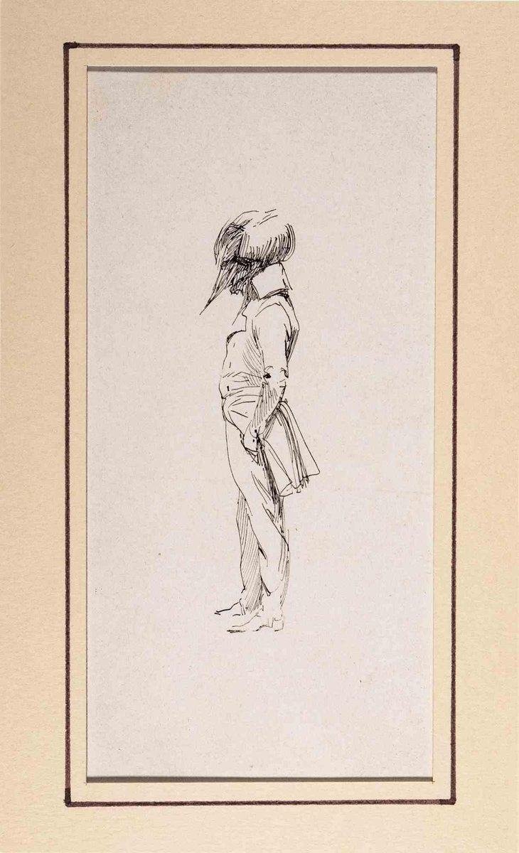 Edouard Detaille, Portrait of a Man, Original Ink Drawing, 19th-Century