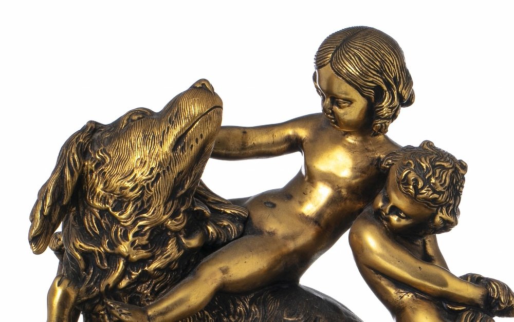 Edouard Drouot, Sculptural Group, Gilded Bronze