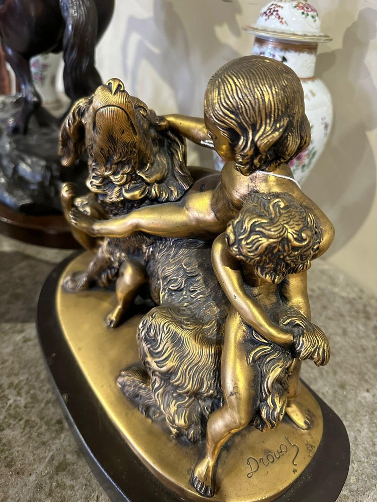 Edouard Drouot, Sculptural Group, Gilded Bronze