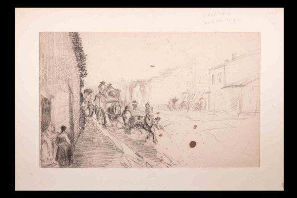 Edouard Dufeu, Carriage, Charcoal Drawing, Late 19th Century-ZCI-1343948