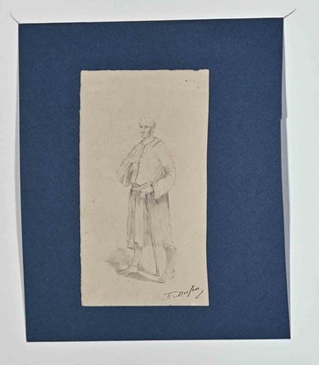 Edouard Dufeu, Pilgrim, Original Drawing in Pencil, 1880s-ZCI-1354896