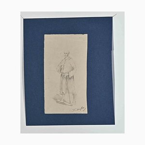 Edouard Dufeu, Pilgrim, Original Drawing in Pencil, 1880s-ZCI-1354896