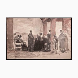 Edouard Dufeu, The Assembly, Original Drawing, Late 19th-Century-ZCI-1326663