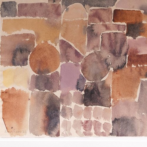 Eduard Bargheer, Southern Garden, Watercolour Drawing, Framed