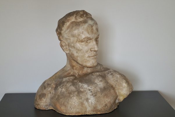 Eduard Deckers, Large Art Deco Bust, 1935, Clay & Plaster-DVX-2027850