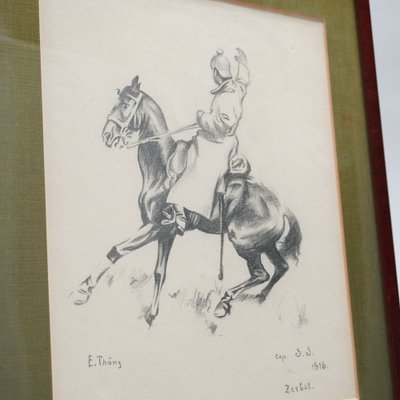 Eduard Thöny, Soldier on Horseback, 1916, Pencil on Paper-RST-1241107