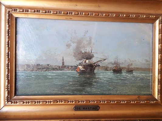 Eduardo de Martino, Seascape, 1800s, Oil on Board, Framed-AKA-1408666